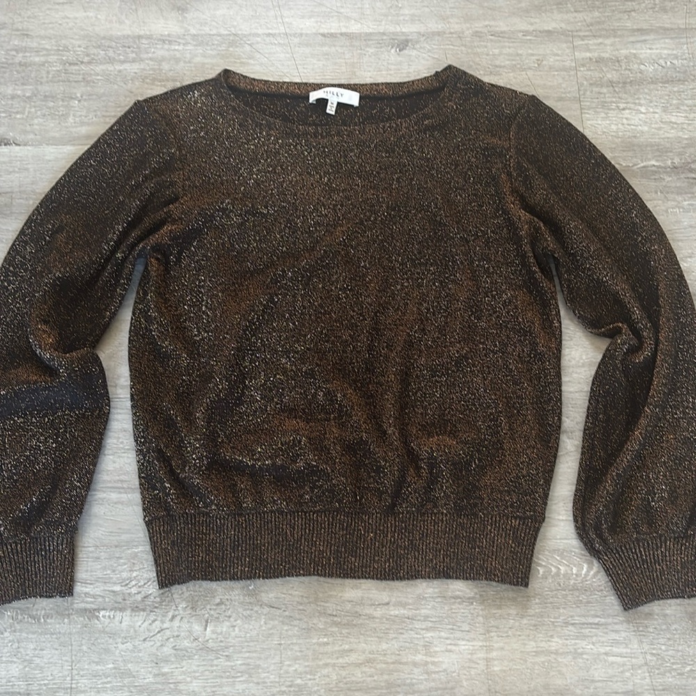 MILLY Shimmer Metalic Knit pullover crew neck Sweater Sz M